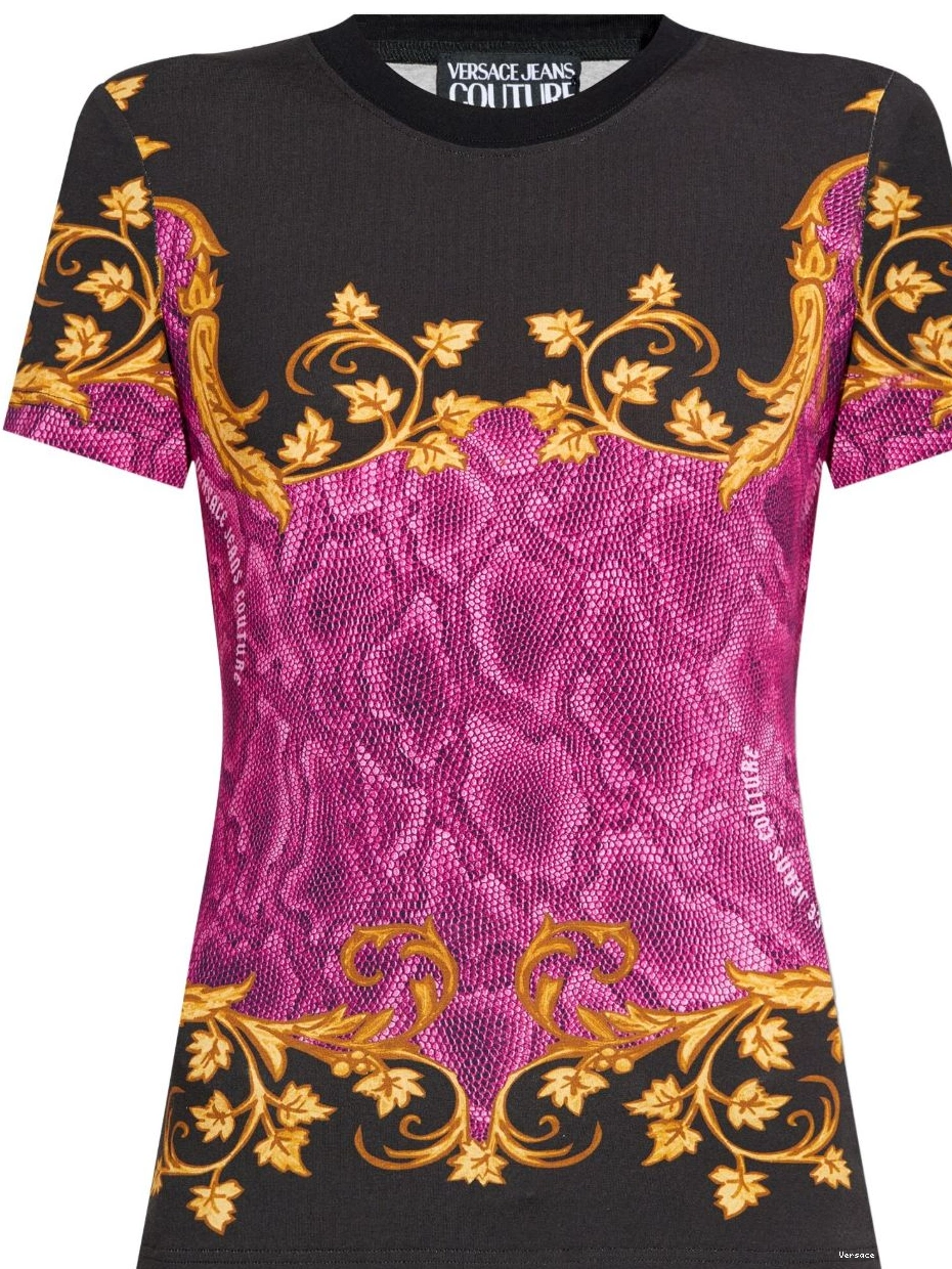 Cheap Women Versace T-shirt snakeskin-print Couture Jeans 0416